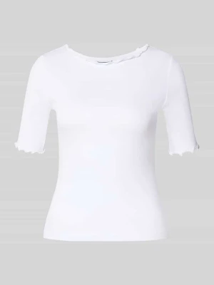 t-shirt z okrągłym dekoltem i falistym wykończeniem Zero Złamany biały