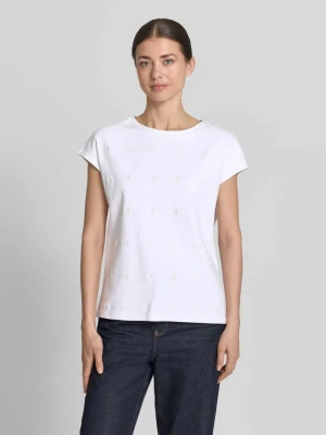 t-shirt z okrągłym dekoltem i haftami Christian Berg Biały
