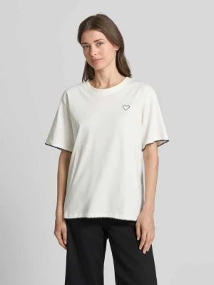 t-shirt z okrągłym dekoltem i haftami FREE/QUENT