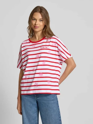 T-shirt z okrągłym dekoltem i haftami Oui