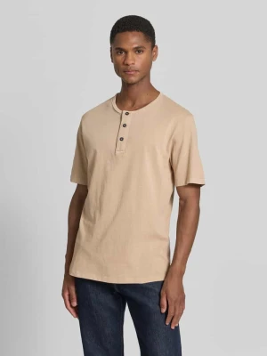 t-shirt z okrągłym dekoltem i listwą guzikową Jack&Jones Beżowy