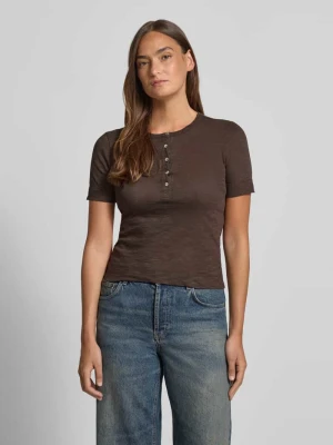 t-shirt z okrągłym dekoltem i listwą guzikową Jake*s Casual