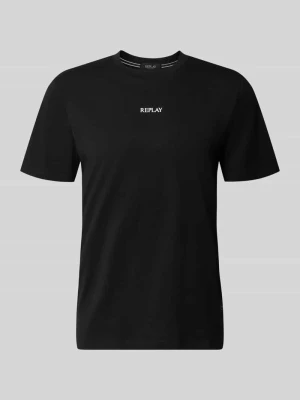 T-shirt z okrągłym dekoltem i logo Replay Czarny