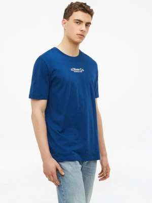 T-shirt z okrągłym dekoltem i nadrukiem logo s.Oliver niebieski
