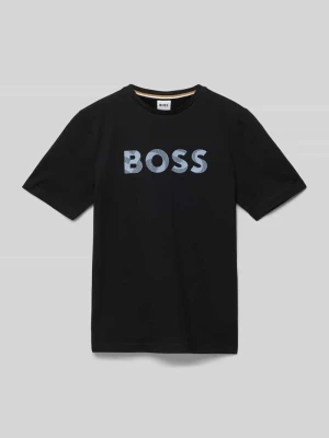 T-shirt z okrągłym dekoltem i nadrukiem z logo Boss