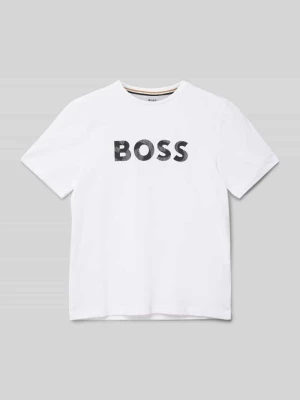 T-shirt z okrągłym dekoltem i nadrukiem z logo Boss