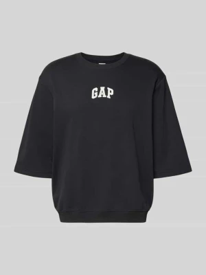 t-shirt z okrągłym dekoltem i nadrukiem z logo GAP Antracytowy