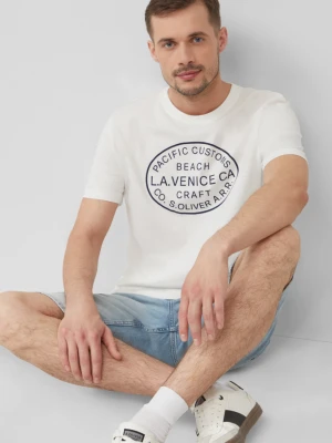 T-shirt z okrągłym dekoltem i nadrukiem z przodu s.Oliver biały