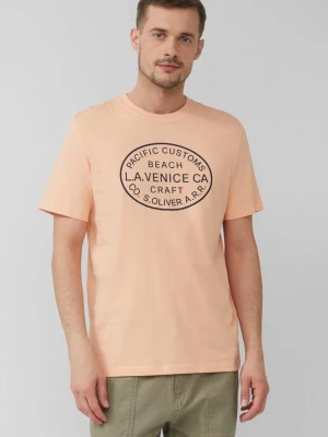 T-shirt z okrągłym dekoltem i nadrukiem z przodu s.Oliver pomarańczowy