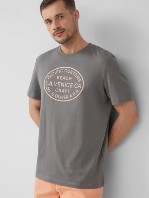 T-shirt z okrągłym dekoltem i nadrukiem z przodu s.Oliver szary
