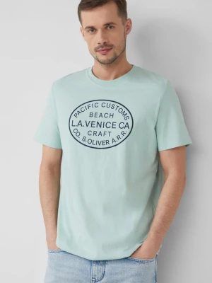 T-shirt z okrągłym dekoltem i nadrukiem z przodu s.Oliver turkusowy