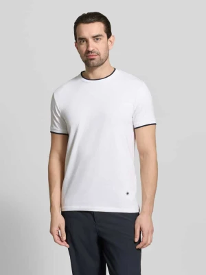 T-shirt z okrągłym dekoltem i paskami w kontrastowym kolorze Manuel Ritz