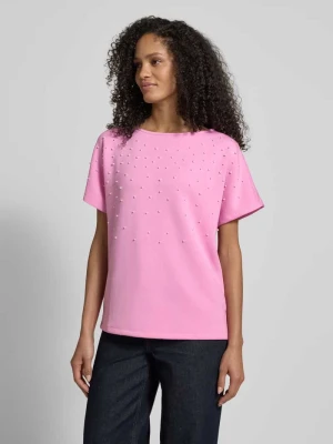 T-shirt z okrągłym dekoltem i perłami Christian Berg Różowy