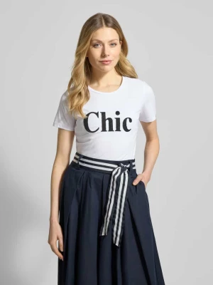 T-shirt z okrągłym dekoltem i perłami MORE & MORE