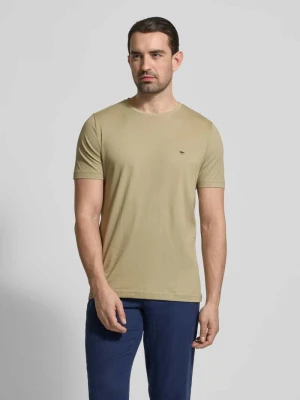 t-shirt z okrągłym dekoltem i wyhaftowanym logo FYNCH-HATTON