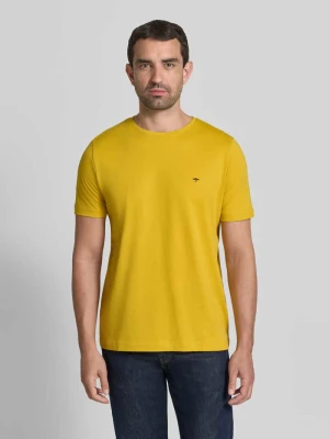 t-shirt z okrągłym dekoltem i wyhaftowanym logo FYNCH-HATTON Żółty