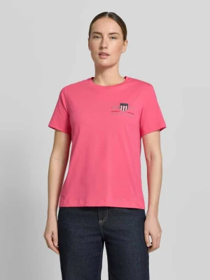 t-shirt z okrągłym dekoltem i wyhaftowanym logo Gant
