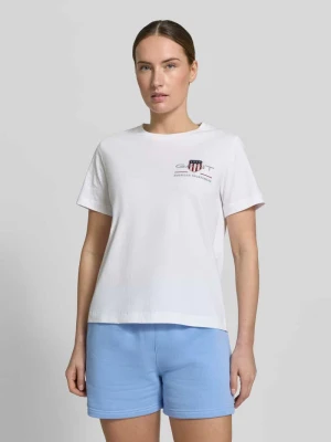 t-shirt z okrągłym dekoltem i wyhaftowanym logo Gant