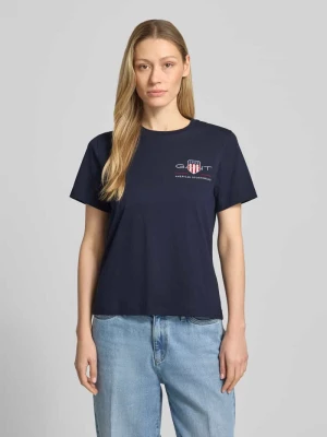 t-shirt z okrągłym dekoltem i wyhaftowanym logo Gant