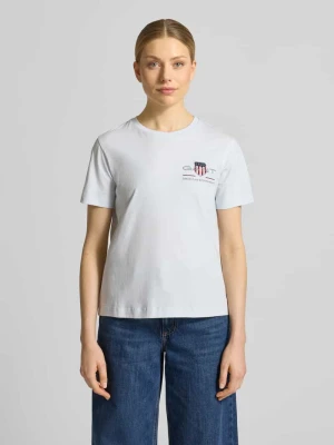 t-shirt z okrągłym dekoltem i wyhaftowanym logo Gant