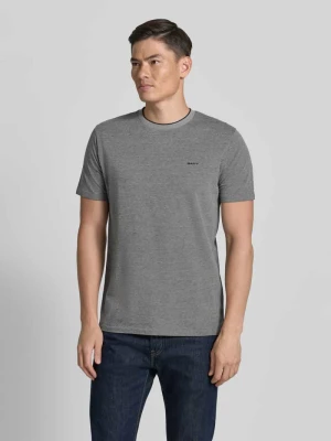 T-shirt z okrągłym dekoltem i wyhaftowanym logo Gant Średnioszary