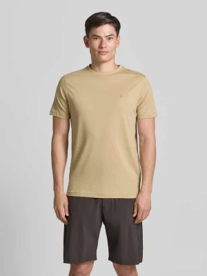 T-shirt z okrągłym dekoltem i wyhaftowanym logo Lerros