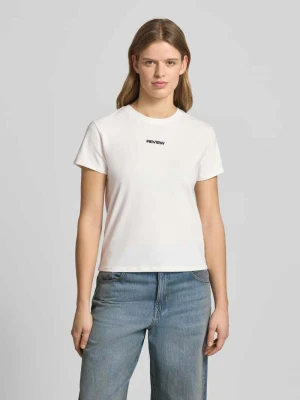 T-shirt z okrągłym dekoltem i wyhaftowanym logo REVIEW