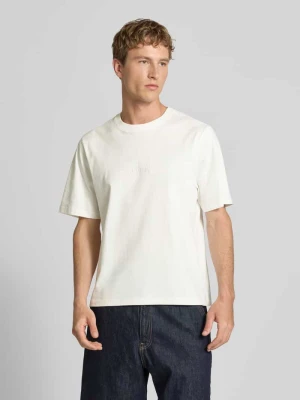T-shirt z okrągłym dekoltem i wyhaftowanym logo REVIEW