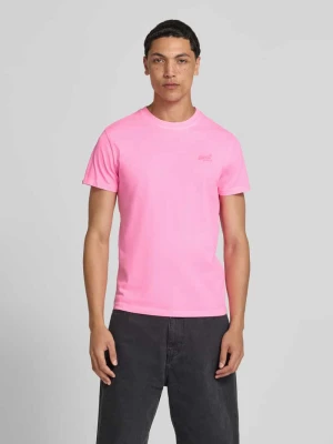 t-shirt z okrągłym dekoltem i wyhaftowanym logo Superdry