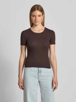 t-shirt z okrągłym dekoltem model 'ALEXIS' Samsøe Samsøe Ciemnobrązowy