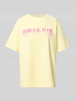 t-shirt z okrągłym dekoltem model 'AM to PM' Oh April Jasnożółty
