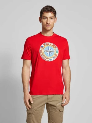 T-shirt z okrągłym dekoltem model 'BIG FLAG’ Napapijri