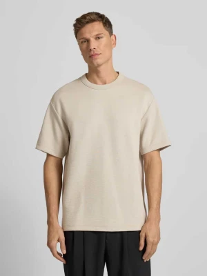 T-shirt z Okrągłym dekoltem Model 'CRINKLE CREPE SPACER' Calvin Klein Beżowy