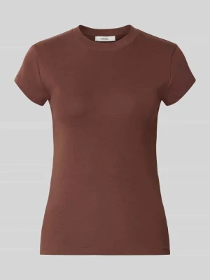 t-shirt z okrągłym dekoltem model 'EVERYDAY' Topshop Ciemnobrązowy