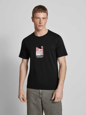 T-shirt z okrągłym dekoltem model ‘JORSPLIT’ Jack&Jones Czarny