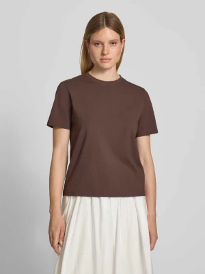 T-shirt z okrągłym dekoltem model 'NORA' Vila Ciemnobrązowy