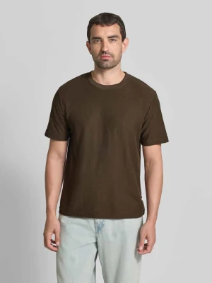t-shirt z okrągłym dekoltem model 'ODIN' Samsøe Samsøe Średniobrązowy