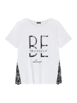 T-shirt z ozdobami ze stonów i pereł Fiorella Rubino