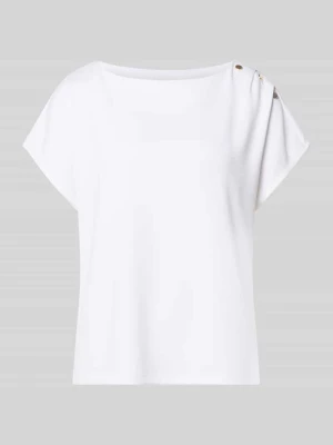 t-shirt z ozdobne guziki i okrągły dekolt comma