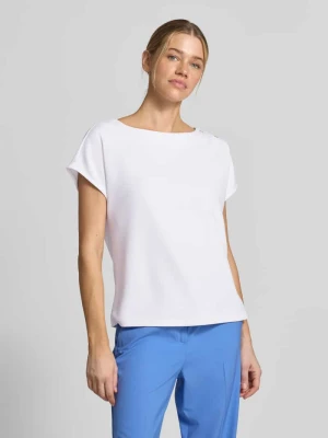 t-shirt z ozdobne guziki i okrągły dekolt comma