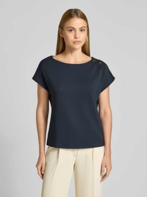 t-shirt z ozdobne guziki i okrągły dekolt comma