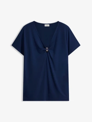 T-shirt z ozdobnym kółeczkiem BonPrix niebieski