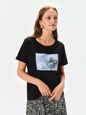 T-shirt z ozdobnym wytłaczanym nadrukiem Top Secret