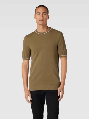 T-shirt z paskami w kontrastowym kolorze model ‘Oricco’ Boss