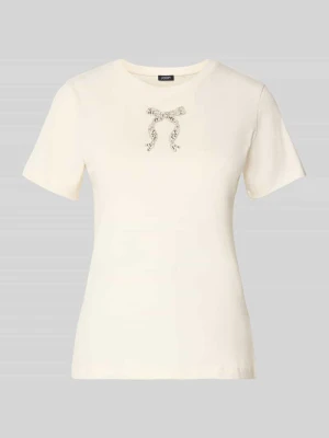 t-shirt z perłami i okrągłym dekoltem model 'Tamme' JOOP! Złamany biały