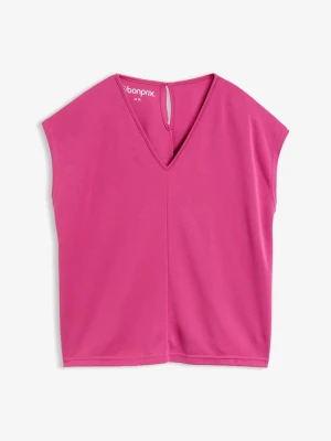 T-shirt z piki z wiskozy BonPrix różowy