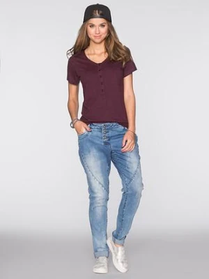 T-shirt z plisą guzikową bonprix