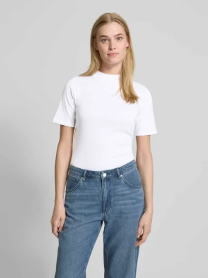 T-shirt z prążkowaną stójką Christian Berg Woman