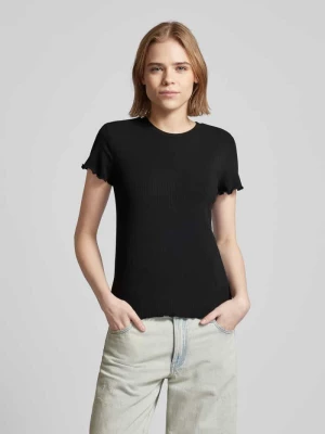 T-shirt z prążkowaniem model ‘NICCA’ Pieces