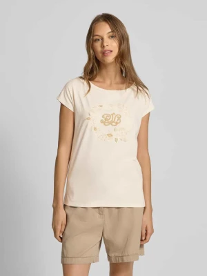 T-shirt z prążkowanym dekoltem w łódkę model ‘GRIETA’ Lauren Ralph Lauren